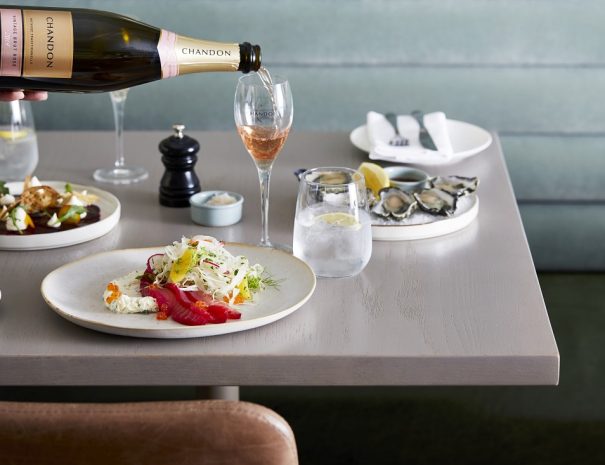 7. Yarra Valey Domaine Chandon table setting pouring Vintage Brut Rose